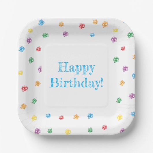 Platos de Papel “Happy Birthday” Ceras de Colores Pappteller (Vorderseite)