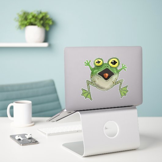 Platsch! Alberner Frosch Aufkleber (Laptop auf Schreibtisch)
