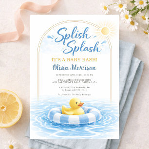 Platsch Plansch Baby Bash Blau Gelb Babyparty Einladung