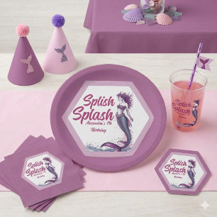 Platsch Plansch Meerjungfrau Poolparty Geburtstag Pappteller