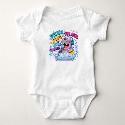 Platsch Plansch Mitmach-Party Nilpferd Baby Strampler (Vorderseite)