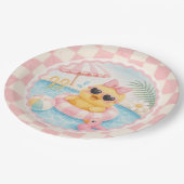 Platsch Plansch Rosa Enten Poolparty Papier Teller (Schrägansicht)