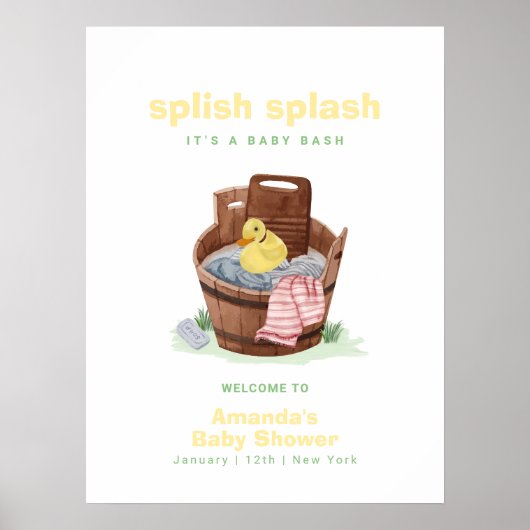 Platsch Platsch Gummiente Baby Shower Willkommen Poster (Vorne)
