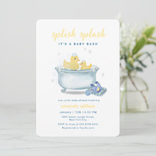 Platsch, platsch, Mummy-Ente-Badewanne-Baby-Party  Einladung