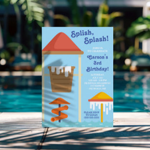 Platsch, spritz! Splash Pad, Wasserpark-Geburtstag Einladung