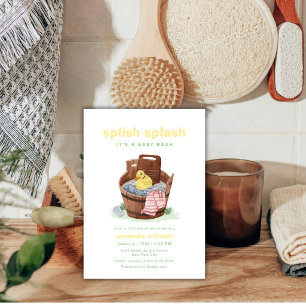 Platsch, Spritz, Tuch, Wanne, Gummiente, Baby Show Einladung