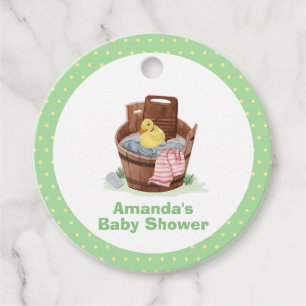 Platsch, Spritz Wäschezuber Gummiente Baby Shower Geschenkanhänger