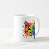 Platsche Cat Rainbow Design-Tasse Kaffeetasse (VorderseiteRechts)