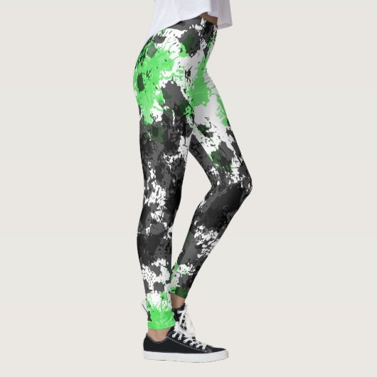 Platsche Leggings mit grünem schwarzem Paint (Rechts)