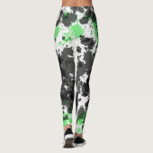 Platsche Leggings mit grünem schwarzem Paint (Rückseite)