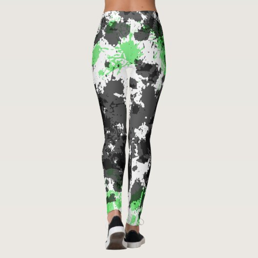 Platsche Leggings mit grünem schwarzem Paint (Rückseite)