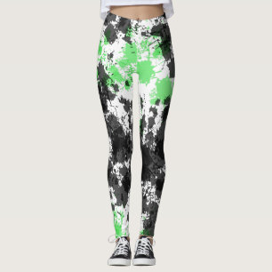 Platsche Leggings mit grünem schwarzem Paint
