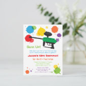 Platsche Paintball-Kindergeburtstag-Party Einladun Einladung (Stehend Vorderseite)