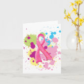 Platsche rosa Ribbon-Karte Karte (Gelbe Blume)