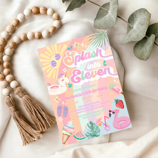 Platschen Sie in den elften Sommer Regenbogen Sonn Einladung