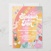 Platschen Sie in den zehn Sommer Regenbogen Sonne  Einladung (Vorderseite)