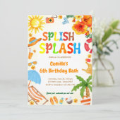 Platschender Geburtstags- Splash-Poolparty Einladung (Stehend Vorderseite)