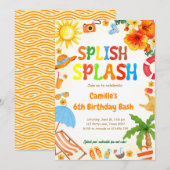 Platschender Geburtstags- Splash-Poolparty Einladung (Vorne/Hinten)