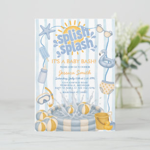 Platschender Pool Sommer Blau Baby Shower Einladung