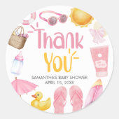 Platschender Sommer-Baby-Shower Runder Aufkleber (Vorderseite)
