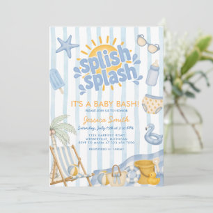 Platschender Sommersonntag Baby Shower in Blau Einladung