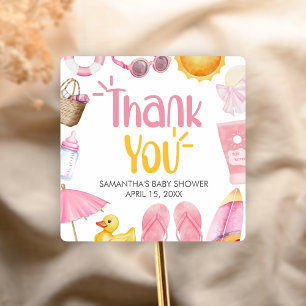 Platschender Sommertau Baby Shower Quadratischer Aufkleber