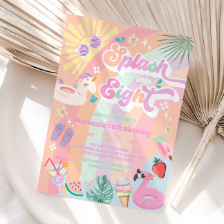 Platscher hinein in acht Sommer Regenbogen Sonne 8 Einladung