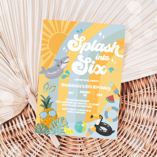 Platscher hinein in sechs Sommer Regenbogen Sonne  Einladung