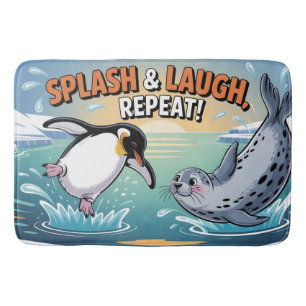 "Platscher & Lache" Whimsicaler Arktischer Pinguin Badematte