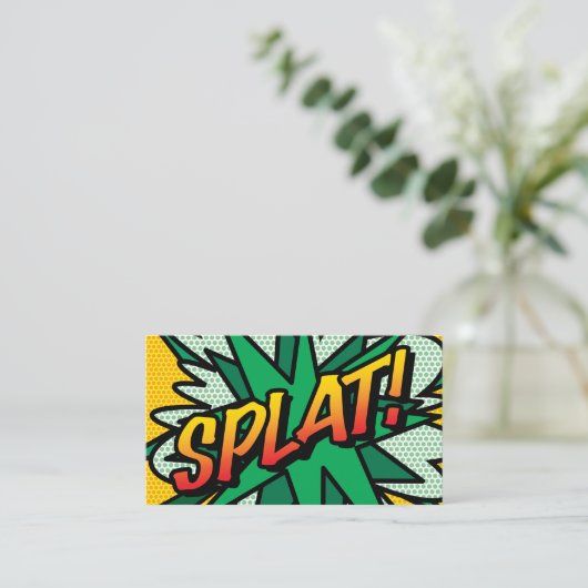 PLATSCHES Fun Retro Comic Buch Visitenkarte (Stehend Vorderseite)