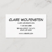 PLATSCHES Fun Retro Comic Buch Visitenkarte (Rückseite)