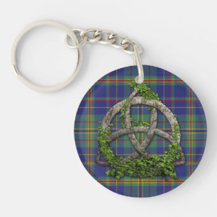 Platt Tartan und keltischer Dreiheits-Knoten Schlüsselanhänger