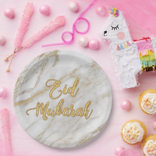 Platte 9" Eid Marmorgold2 Pappteller (Party)
