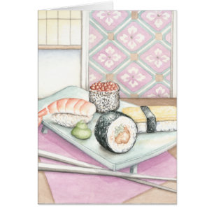 Platte der sortierten Sushi mit Essstäbchen