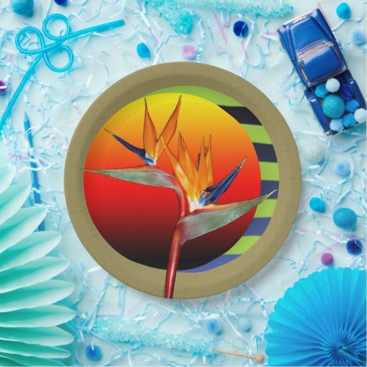 Platte | Der Vogel der Paradise Blume Tropical Abs Pappteller (Party)