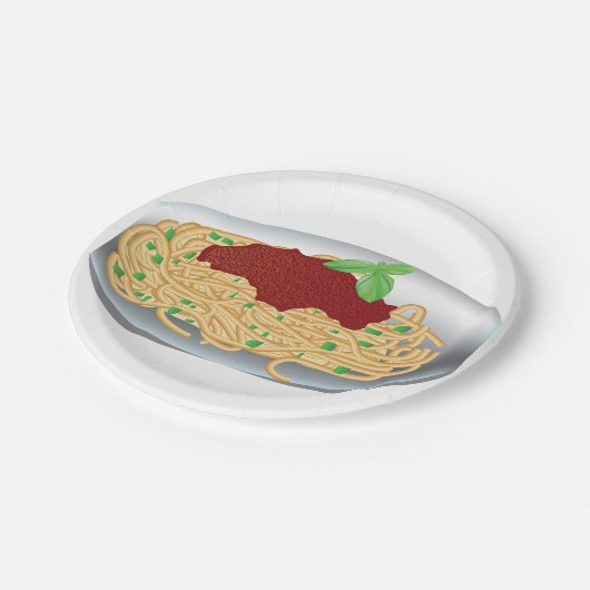 Platte des Spaghetti-Papier-Tellers Pappteller (Schrägansicht)