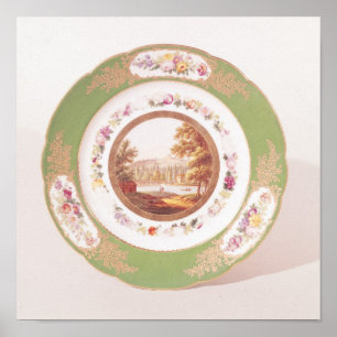 Platte, die alten Pont de Sevres darstellt Poster