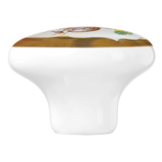 Platte Drachen und Phoenix Keramikknauf (Seitenansicht)