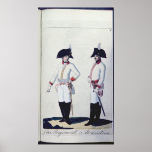 Platte eines Soldaten in rot, gelb und weiß Poster