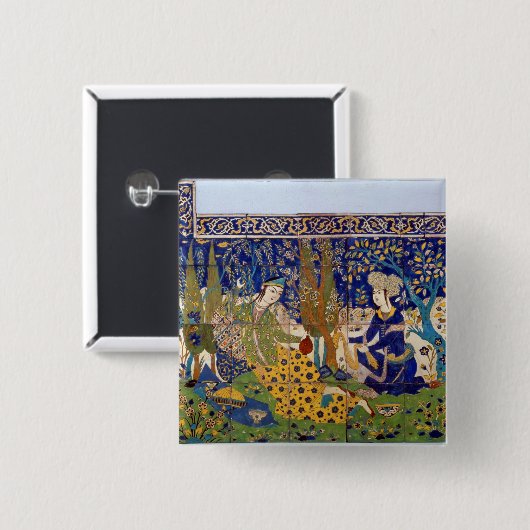 Platte glasig-glänzenden Töpferware FlieseWork, Button (Vorne & Hinten)