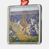 Platte glasig-glänzenden Töpferware FlieseWork, Silbernes Ornament (Links)