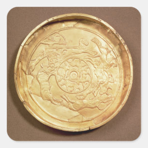 Platte (Gold) Quadratischer Aufkleber