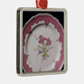 Platte mit botanischem Entwurf Silbernes Ornament (Rechts)