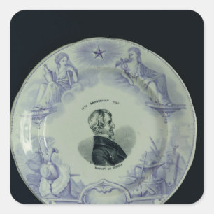 Platte mit einem Porträt von Alexandre Brongniart Quadratischer Aufkleber