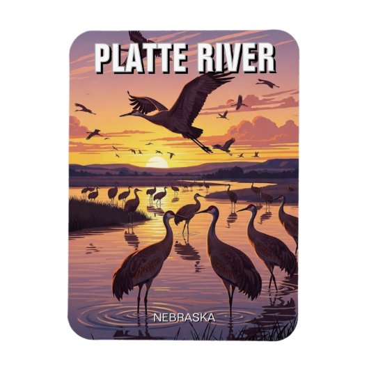 Platte River Sandhill Kraniche Nebraska Reise Magnet (Vertikal)