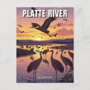 Platte River Sandhill-Kraniche Nebraska Reise Postkarte