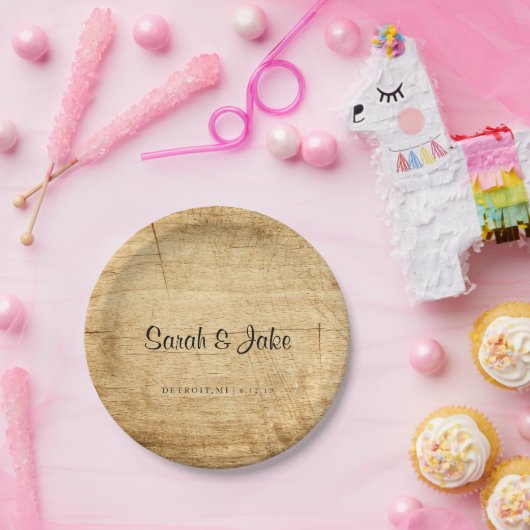 Platte - rustikales Holz Pappteller (Party)