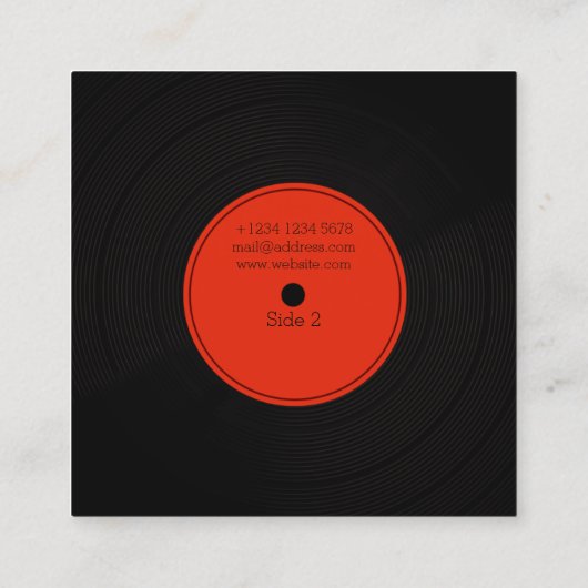 Platte-Schallplatte Quadratische Visitenkarte (Rückseite)