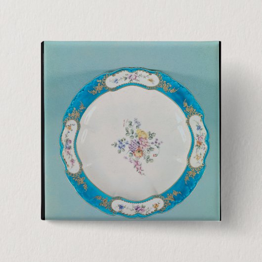 Platte verziert mit einem Blumenmuster, Sevres Button (Vorderseite)
