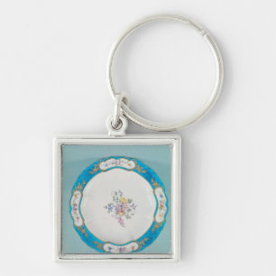 Platte verziert mit einem Blumenmuster, Sevres Schlüsselanhänger